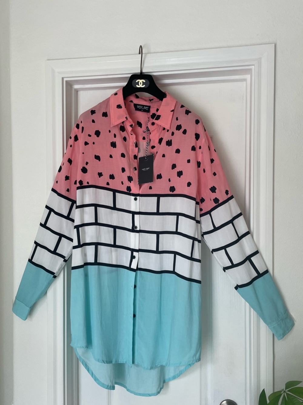 Lazy Oaf scribble brick shirt tunic NWT M/L - Picture 2 of 15